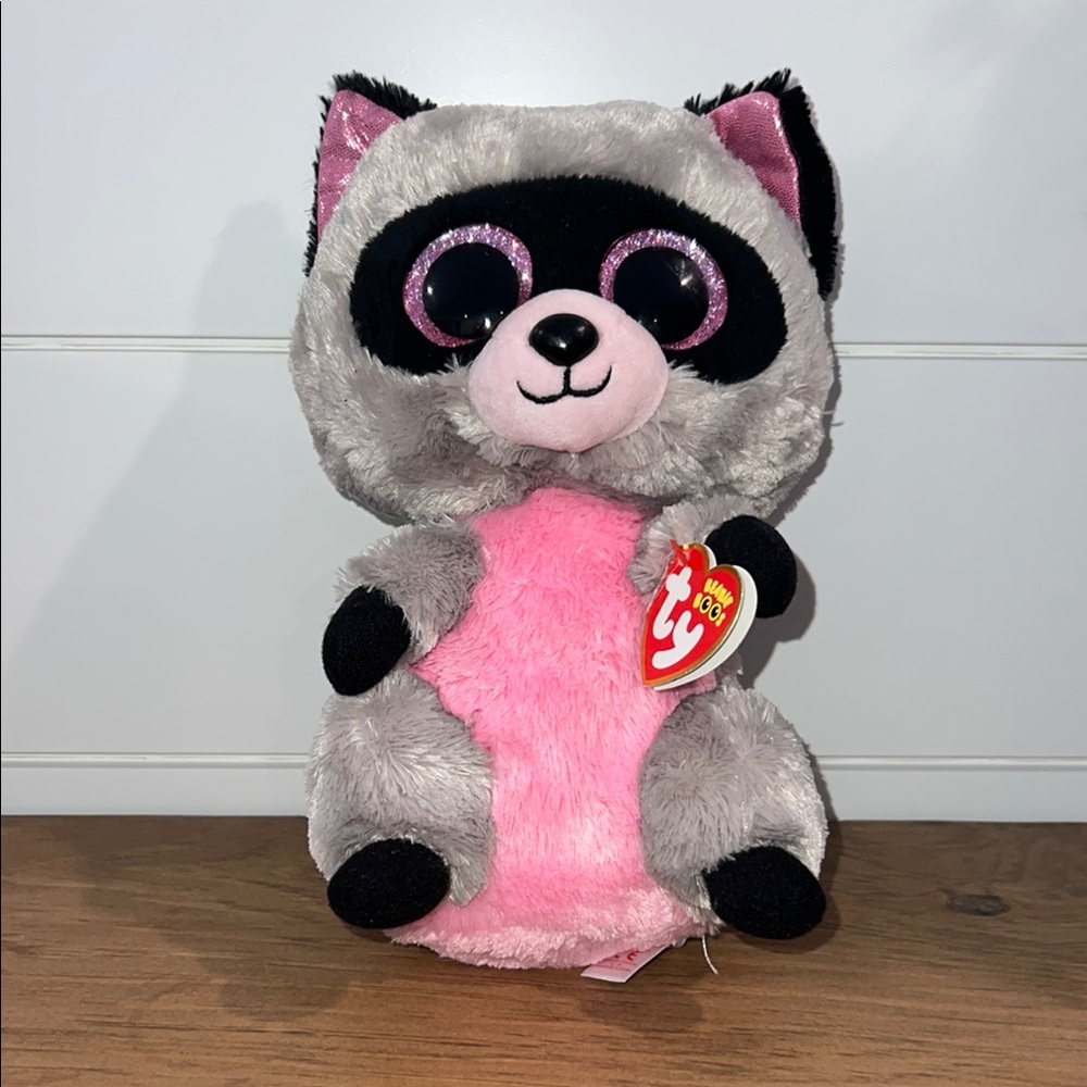 Ty Pink and Gray Raccoon Plush Toy - Picture 1 of 11